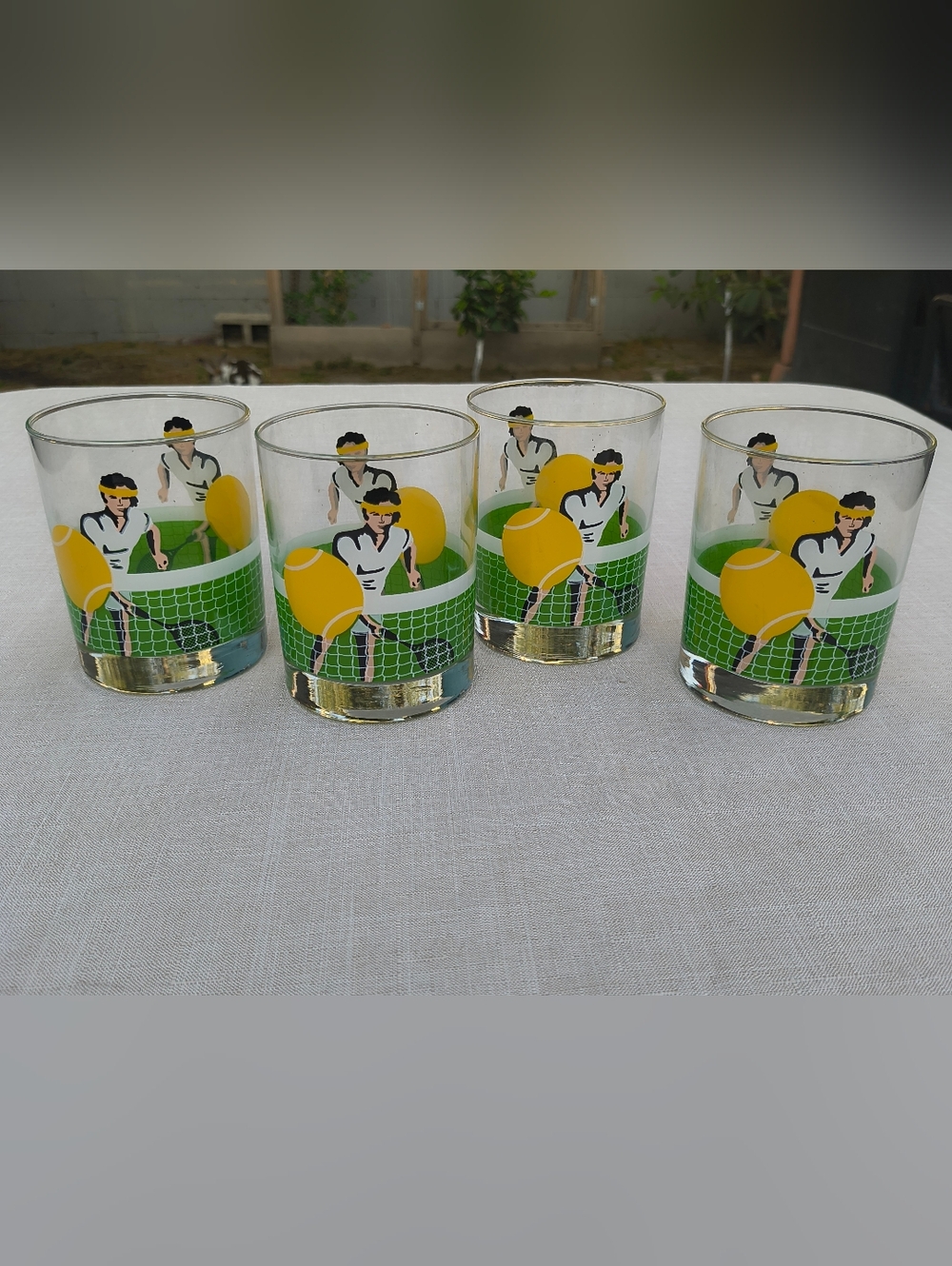 Vintage MCM Tennis Libbey Old Fashioned Drinking Glasses